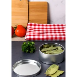 Gewürze Und Kräuter|Confiserie-Verpackungen|Metalldose silber 9,7 x 4 cm, 6 Stück