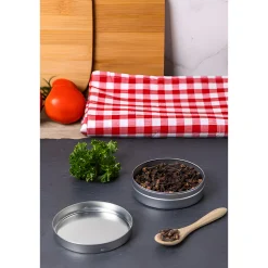 Gewürze Und Kräuter|Giveaways|Metalldose silber 7,6 x 2 cm, 6 Stück