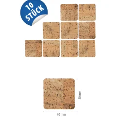 Etiketten Zum Beschriften|Naturkork-Etikett 30 x 30 mm, 10 Stück