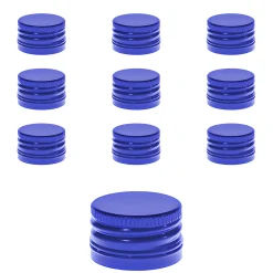 Schraubdeckel|PP 28 blau Aluminium mit Originalitätsring, 10 Stück