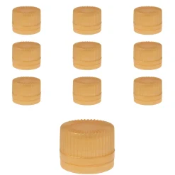 Schraubdeckel|PP 18 gold Kunststoff mit Originalitätsring, 10 Stück