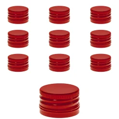 Schraubdeckel|PP 28 rot Aluminium mit Originalitätsring, 10 Stück