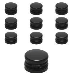 Schraubdeckel|PP 28 schwarz Aluminium mit Originalitätsring, 10 Stück