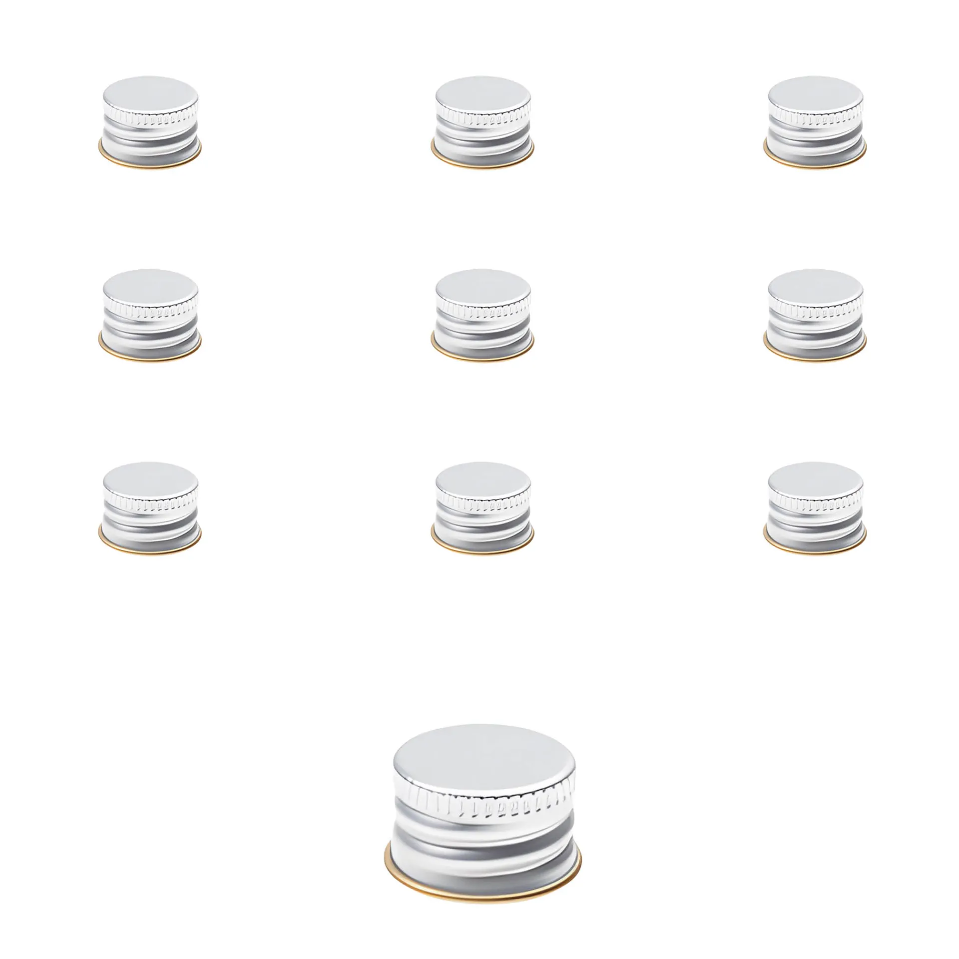 Schraubdeckel|PP 18 silber Aluminium, 10 Stück