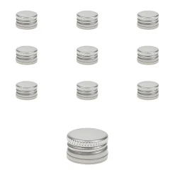 Schraubdeckel|PP 18 silber Aluminium ohne Rollrand, 10 Stück