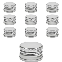 Schraubdeckel|PP 31,5 silber Aluminium ohne Rollrand, 10 Stück
