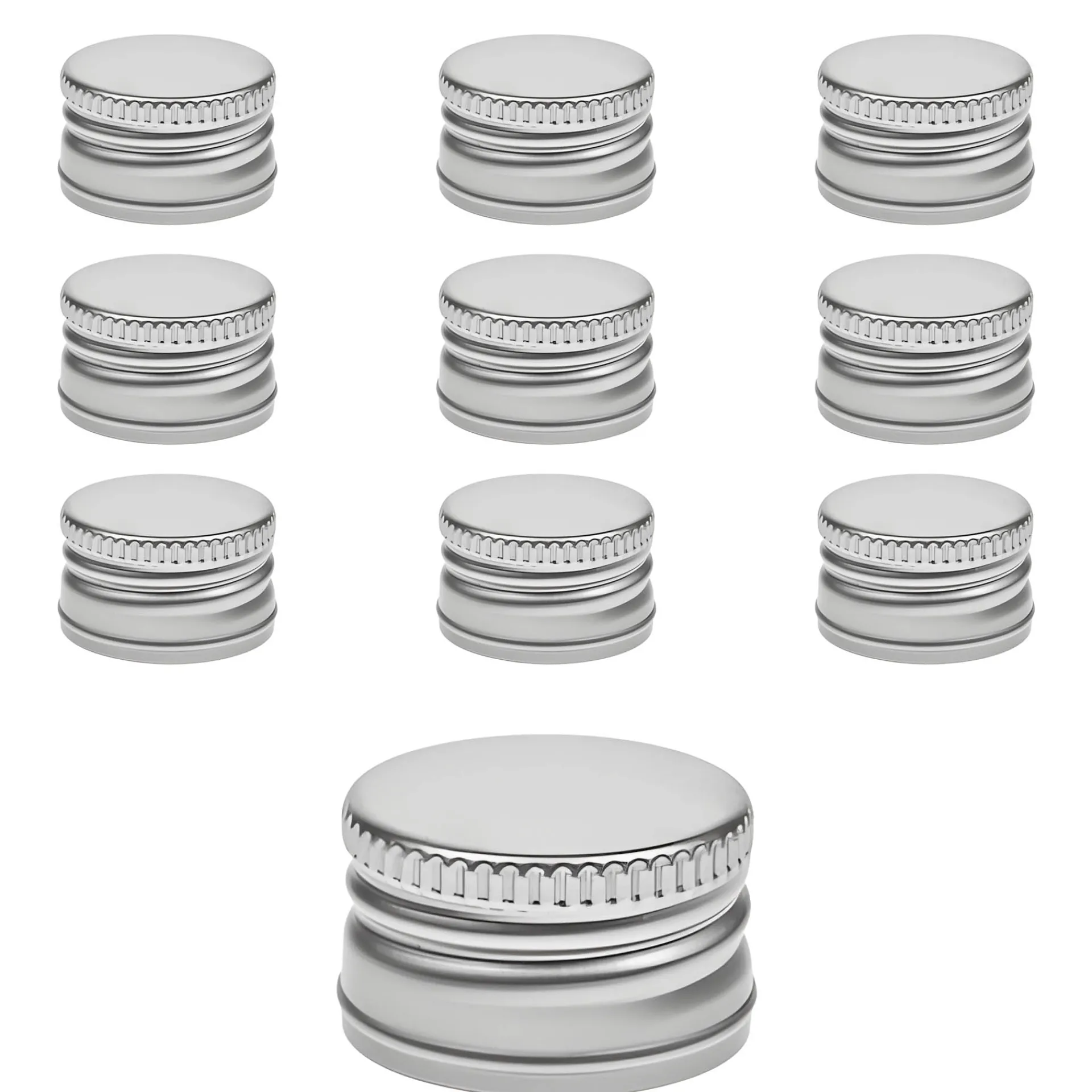 Schraubdeckel|PP 31,5 silber Aluminium ohne Rollrand, 10 Stück