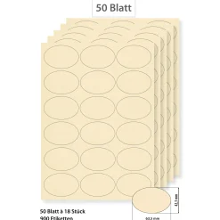 Etiketten Zum Beschriften|Bedruckbare Etiketten|Steffis Etiketten 63,5 x 42,3 mm creme - 50 Blatt A4