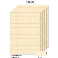 Vital Shots|Etiketten Zum Beschriften|Steffis Etiketten 48,5 x 25,4 mm creme - 5 Blatt A4
