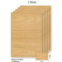 Etiketten Zum Beschriften|Bedruckbare Etiketten|Steffis Etiketten 82 x 52 mm Holzdekor - 5 Blatt A4