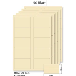 Etiketten Zum Beschriften|Bedruckbare Etiketten|Steffis Etiketten 82 x 52 mm creme - 50 Blatt A4