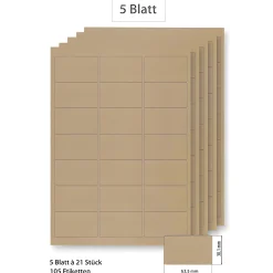 Etiketten Zum Beschriften|Bedruckbare Etiketten|Steffis Etiketten 63,5 x 38,1 mm natur - 5 Blatt A4