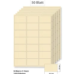 Etiketten Zum Beschriften|Bedruckbare Etiketten|Steffis Etiketten 63,5 x 38,1 mm creme - 50 Blatt A4