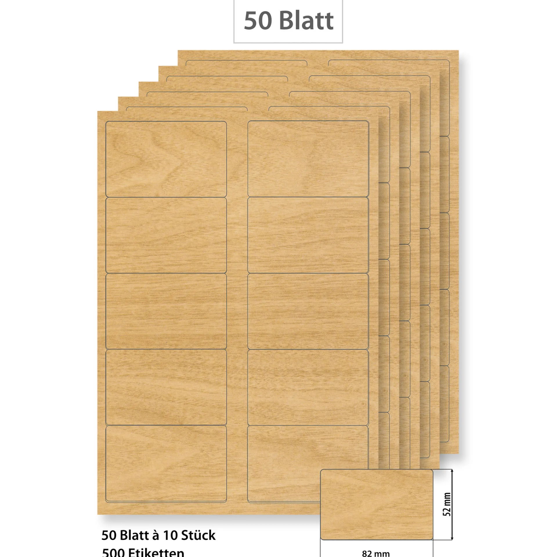 Etiketten Zum Beschriften|Bedruckbare Etiketten|Steffis Etiketten 82 x 52 mm Holzdekor - 50 Blatt A4