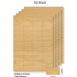 Etiketten Zum Beschriften|Bedruckbare Etiketten|Steffis Etiketten 48,5 x 25,4 mm Holzdekor - 50 Blatt A4