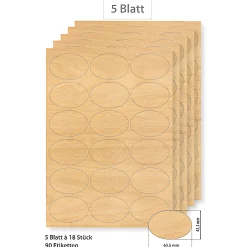 Etiketten Zum Beschriften|Bedruckbare Etiketten|Steffis Etiketten 63,5 x 42,3 mm Holzdekor - 5 Blatt A4
