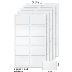 Etiketten Zum Beschriften|Tiefkühletiketten 'Weiß, blauer Rahmen' 36 x 23 mm, 50 Stück