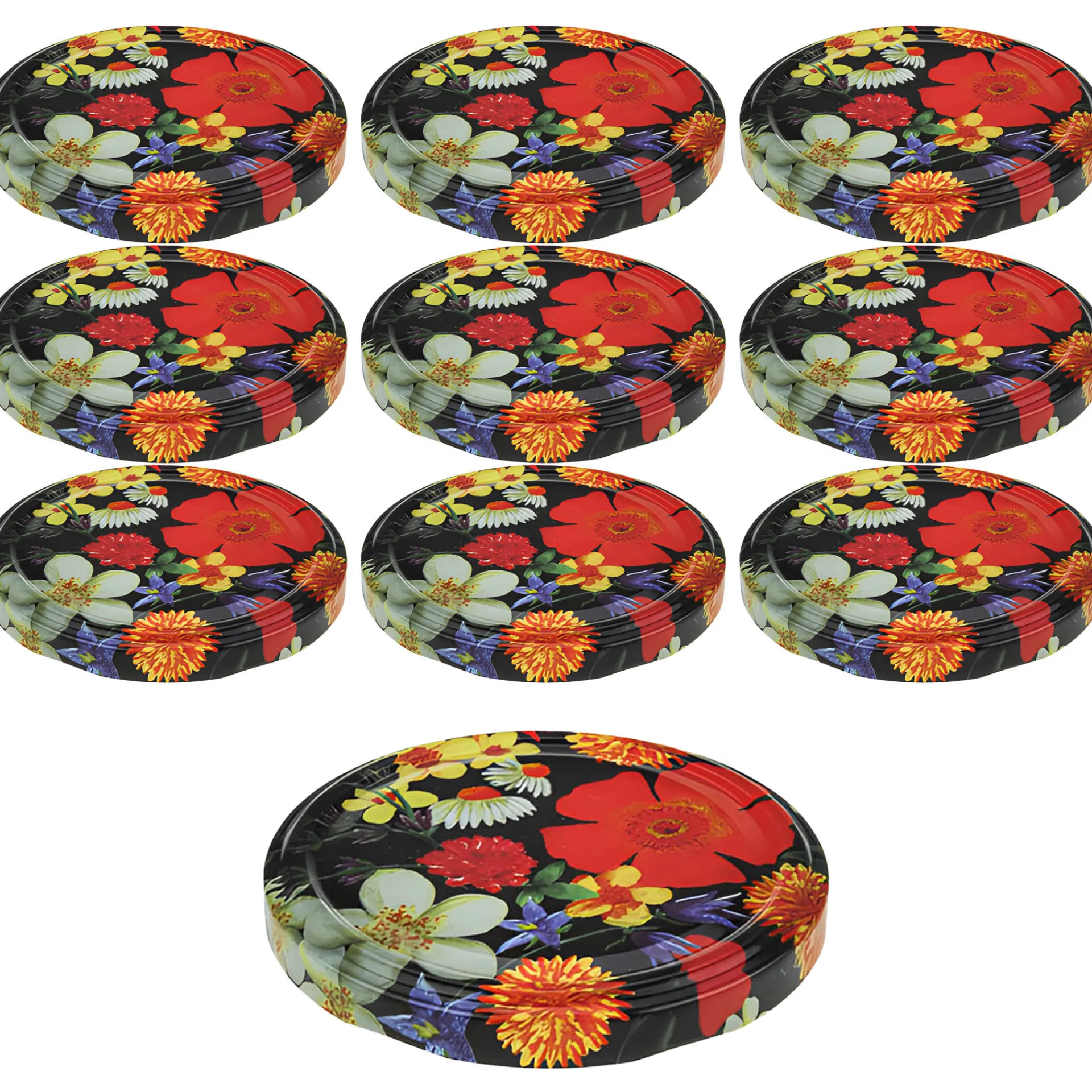 Twist-Off-Deckel|TO 82 Blumendekor past., 10 Stück