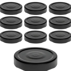 Twist-Off-Deckel Deep|TO 66 Deep schwarz matt past. mit Button, 10 Stück