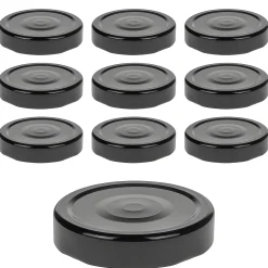 Twist-Off-Deckel Deep|TO 66 Deep schwarz past. mit Button, 10 Stück