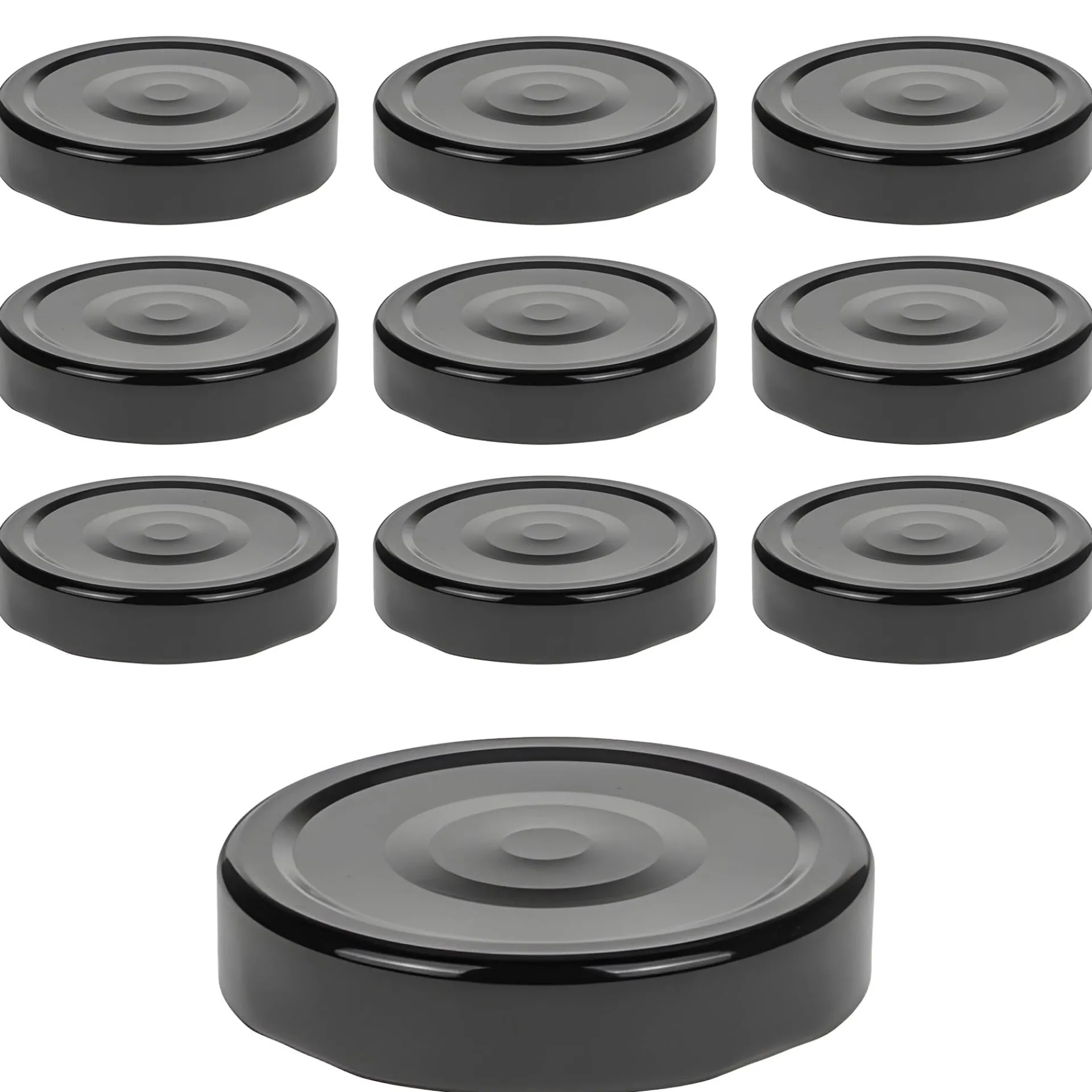 Twist-Off-Deckel Deep|TO 66 Deep schwarz past. mit Button, 10 Stück