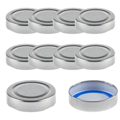 Blueseal Deckel|Twist-Off-Deckel Deep|TO 58 Deep silber past. BLUESEAL, 10 Stück