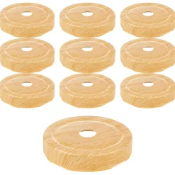 Feiern Und Feste|Trinkhalmdeckel|TO 66 Deep Trinkhalmdeckel Holzdekor, Loch Ø 13 mm, 10 Stück