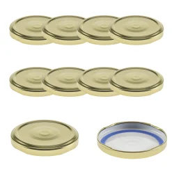 Blueseal Deckel|Twist-Off-Deckel|TO  70 gold past. mit Button BLUESEAL, 10 Stück