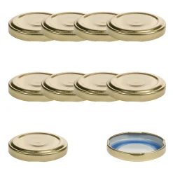 Blueseal Deckel|Twist-Off-Deckel|TO  48 gold past. mit Button BLUESEAL, 10 Stück