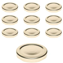 Twist-Off-Deckel|Twist-Off-Deckel|TO  58 gold past. mit Button, 10 Stück