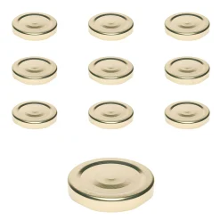Twist-Off-Deckel|Twist-Off-Deckel|TO  53 gold past. mit Button, 10 Stück