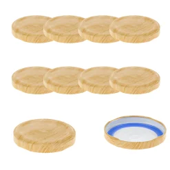 Blueseal Deckel|Twist-Off-Deckel|TO  58 Holzdekor matt past. mit Button BLUESEAL, 10 Stück