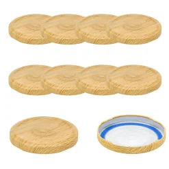 Blueseal Deckel|Twist-Off-Deckel|TO  66 Holzdekor matt past. mit Button BLUESEAL, 10 Stück