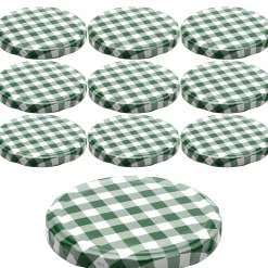 Twist-Off-Deckel|TO  82 kariert grün/weiß ster., 10 Stück
