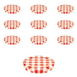 Twist-Off-Deckel|Twist-Off-Deckel|TO  53 kariert rot/weiß past., 10 Stück