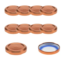 Blueseal Deckel|Twist-Off-Deckel|TO  48 kupfer past. mit Button BLUESEAL, 10 Stück