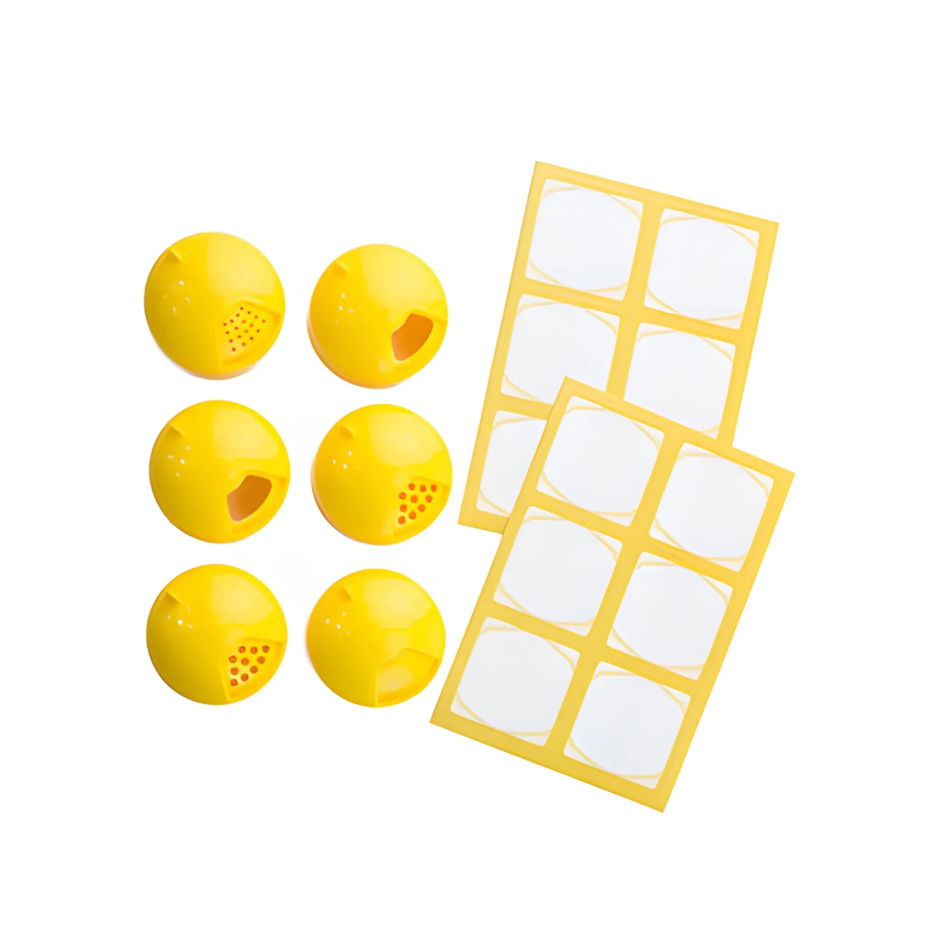 Gewürzmühlen, Streuverschlüsse|Deckel-Sets|TO 38 Multikappe 6er plus 12 Etiketten, gelb