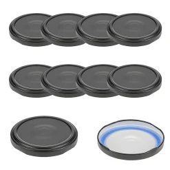 Blueseal Deckel|Twist-Off-Deckel|TO  70 schwarz matt past. mit Button BLUESEAL, 10 Stück