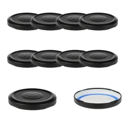 Blueseal Deckel|Twist-Off-Deckel|TO  66 schwarz matt past. mit Button BLUESEAL, 10 Stück