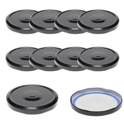 Blueseal Deckel|Twist-Off-Deckel|TO  82 schwarz past. mit Button BLUESEAL, 10 Stück