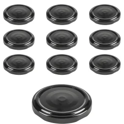 Twist-Off-Deckel|Twist-Off-Deckel|TO 58 schwarz past. mit Button, 10 Stück