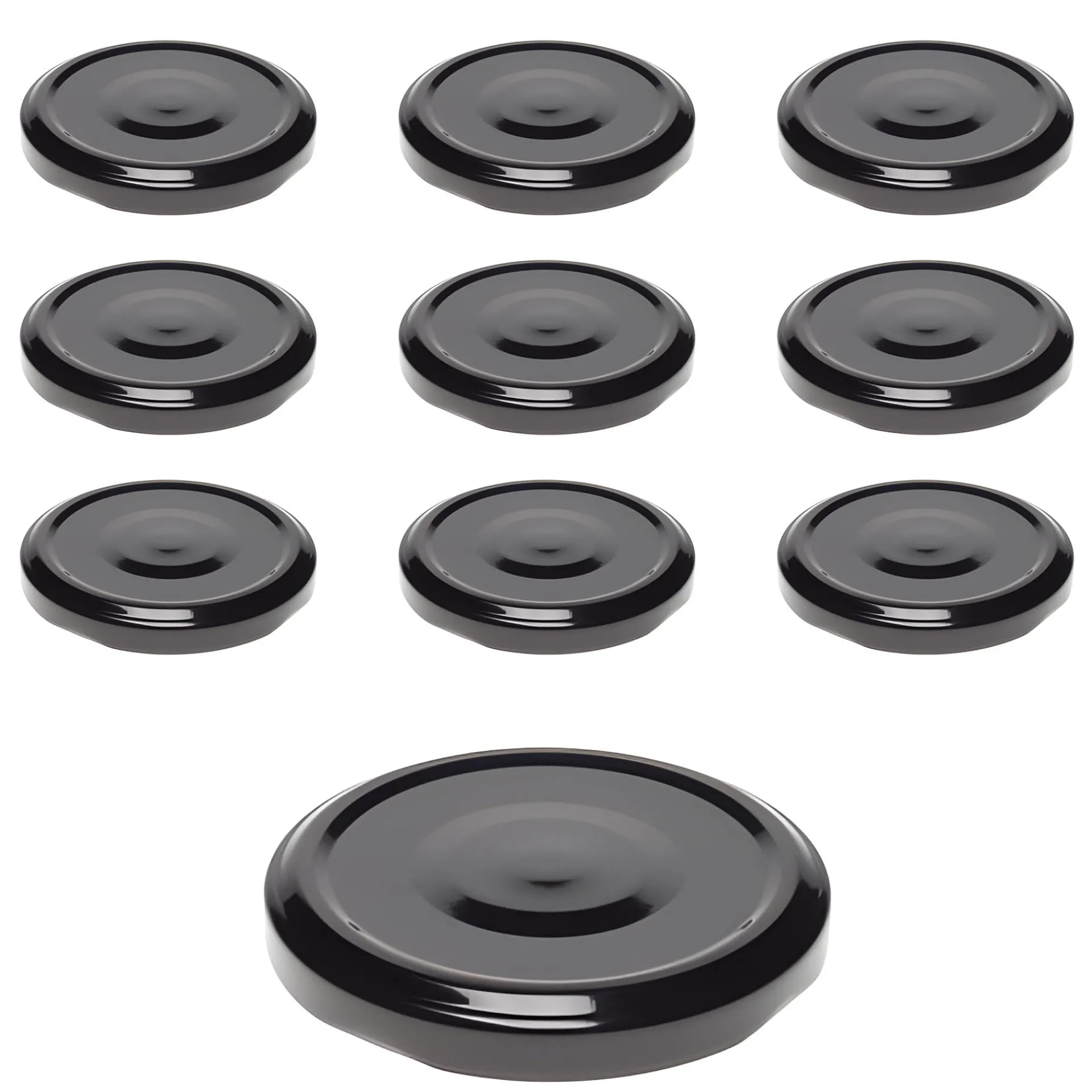Twist-Off-Deckel|Twist-Off-Deckel|TO 66 schwarz ster. mit Button, 10 Stück