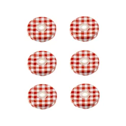 Feiern Und Feste|Trinkhalmdeckel|TO 43 Trinkhalmdeckel rot kariert, Loch Ø 8 mm, 6 Stück