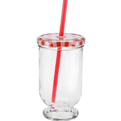 Feiern Und Feste|Picknick-Zubehör|TO 82 Trinkhalmdeckel rot kariert, Loch Ø 8 mm, 4 Stück