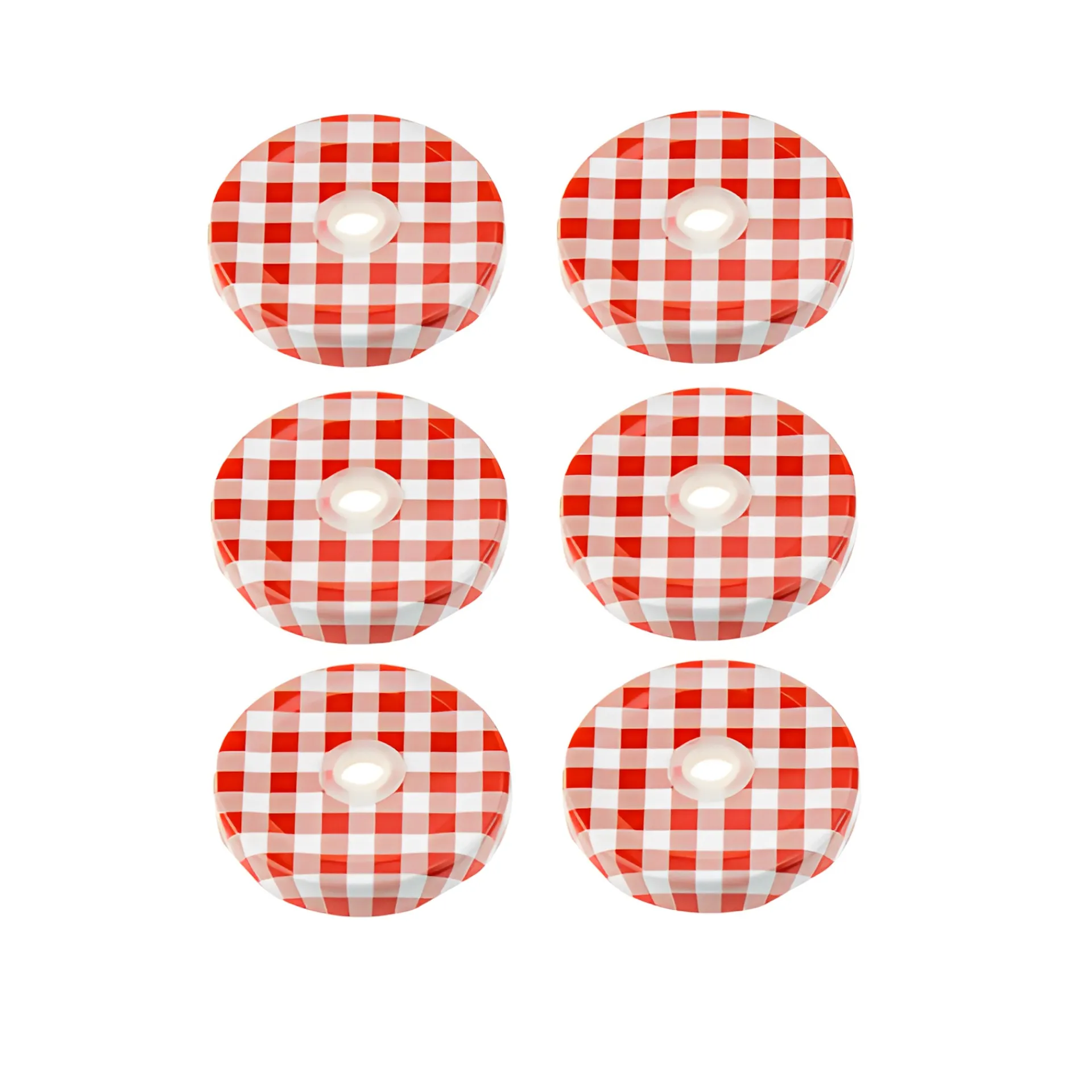 Feiern Und Feste|Trinkhalmdeckel|TO 53 Trinkhalmdeckel rot kariert, Loch Ø 8 mm, 6 Stück