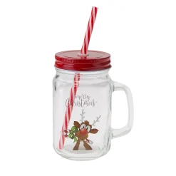 Feiern Und Feste|Winter|Trinkhalmglas 'Rentier' 500 ml