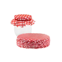 Deckchen|Deckchen-Sets|Vliesdeckchen Ø 135 mm rot kariert, 100 Stück