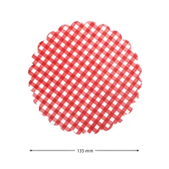 Erdbeerzeit|Deckchen|Vliesdeckchen Ø 135 mm rot kariert, 10 Stück