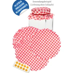 Kirschenzeit|Erdbeerzeit|Vliesdeckchen Ø 150 mm rot kariert, 10 Stück