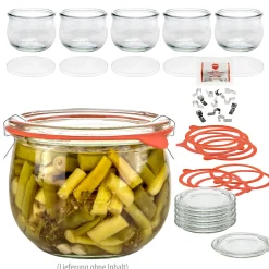 Apfel-, Birnen-, Quittenzeit|Picknick-Zubehör|WECK-Tulpenglas 580 ml mit Klarsichtdeckel, 6er Set